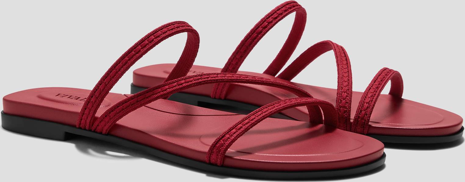 Round-Toe Rustic Cable Flip-Flops - Ruby Red