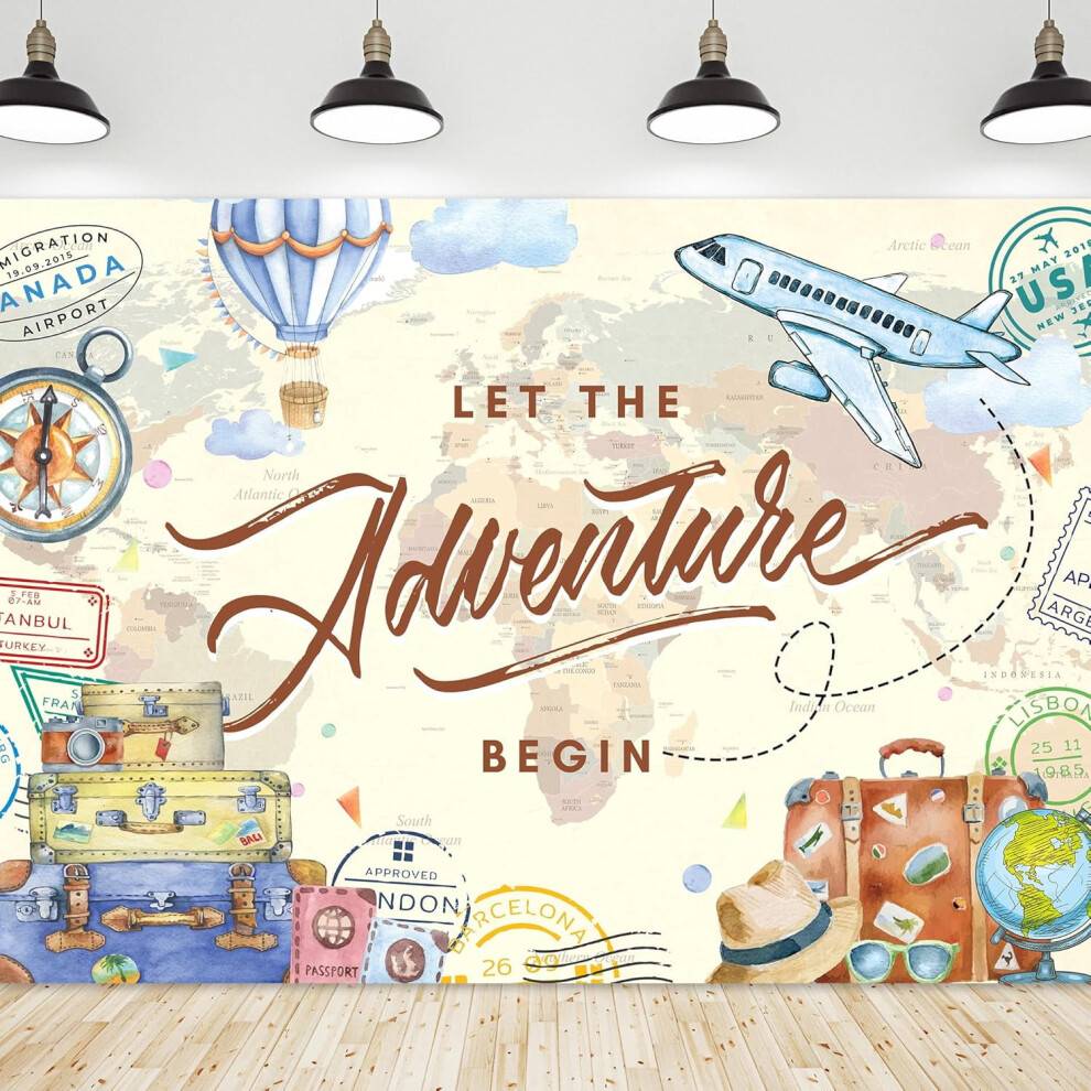 World Map Photo Backdrop Polyester 7ft x 5ft
