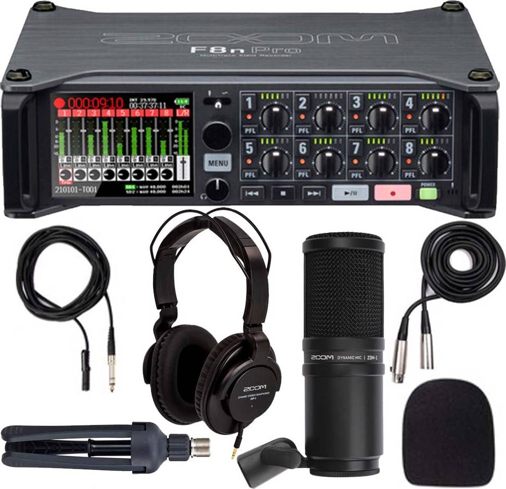 Zoom F8n Pro Multitrack Field Recorder Bundle
