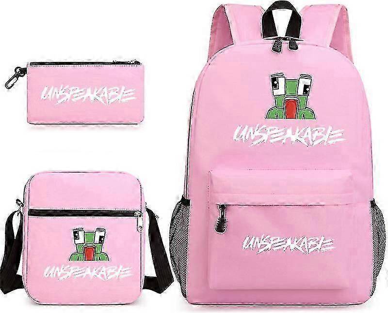 Unspeakable Creative Pattern Schoolbag Set - Pink