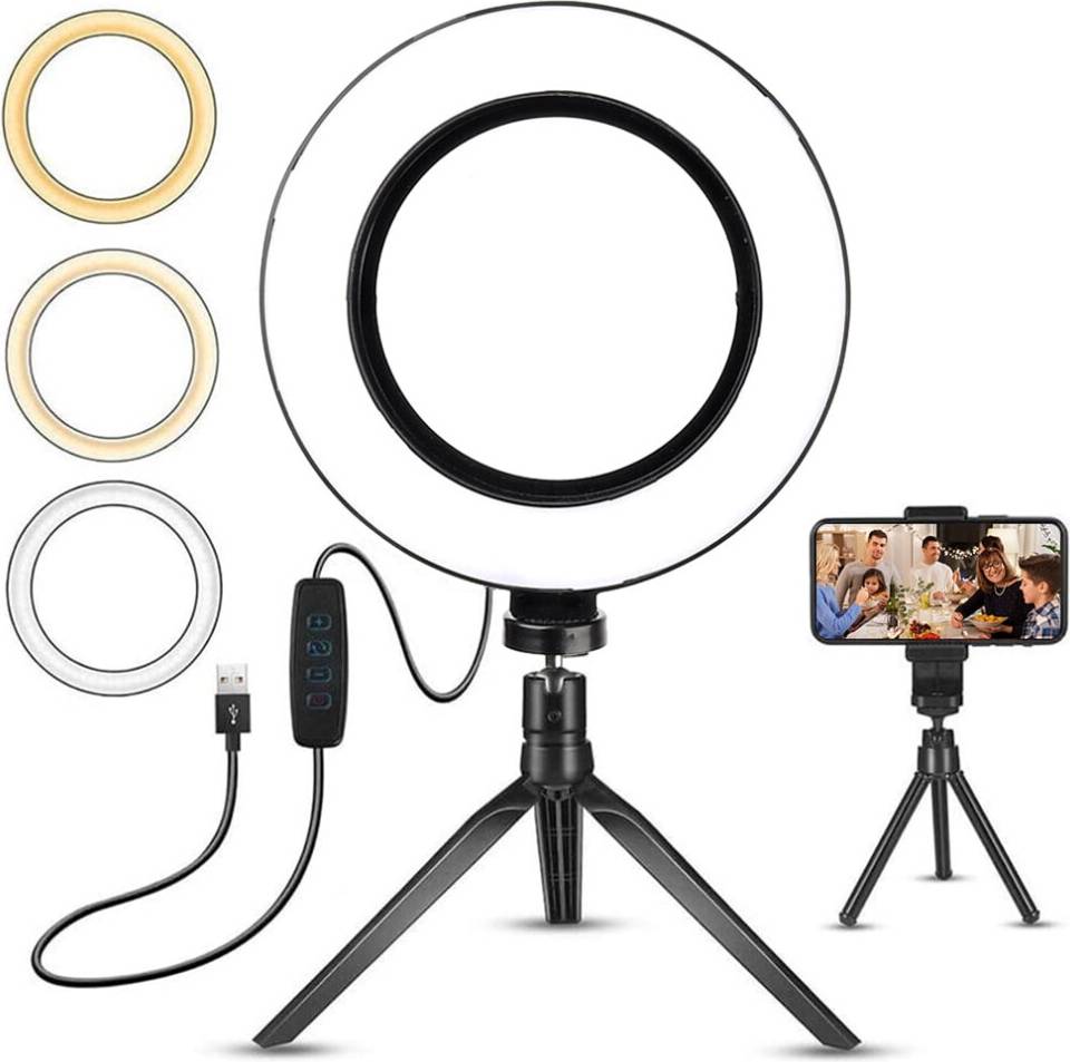 6 Inch LED Ringlys Med Stativ