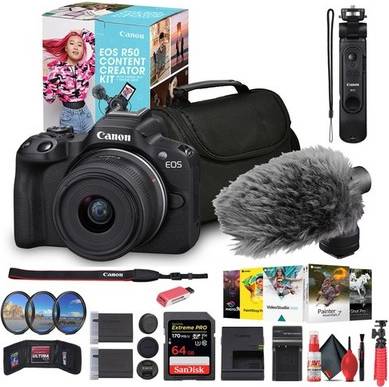 Canon eos r50 kit Canon Eos R50 Mirrorless Camera 18-45mm Lens Creator Kit