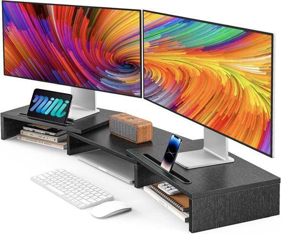 Monitor stand for desk Piskekat Dual Monitor Stand Riser with 2 Slot