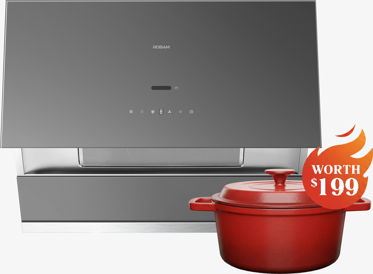 Under cabinet range hood Robam R-Max3 30 36 Inch Convertible Under Cabinet Range Hood, Gray