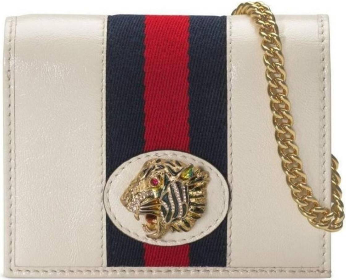 Gucci card holders Gucci White Rajah Chain Card Case Wallet