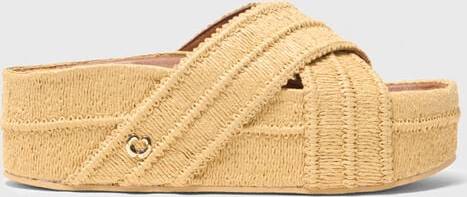 Maje Mules À Plateforme Effet Raphia - Beige