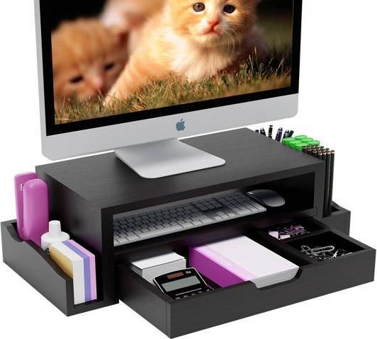 Monitor stand wood Simple Trending Monitor Stand Riser Computer Wood Desk Organizer