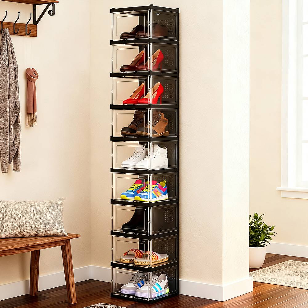 Temu 9-Tier Transparent Organizer Shoe Rack