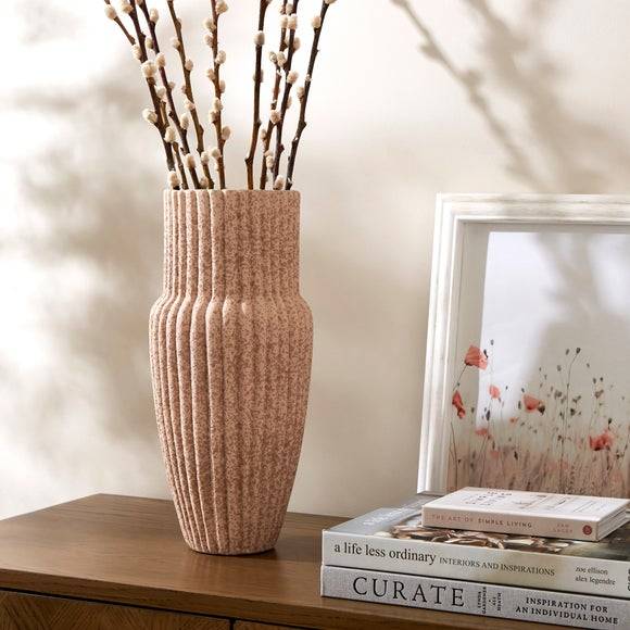 Dunelm Ribbed Stone Vase