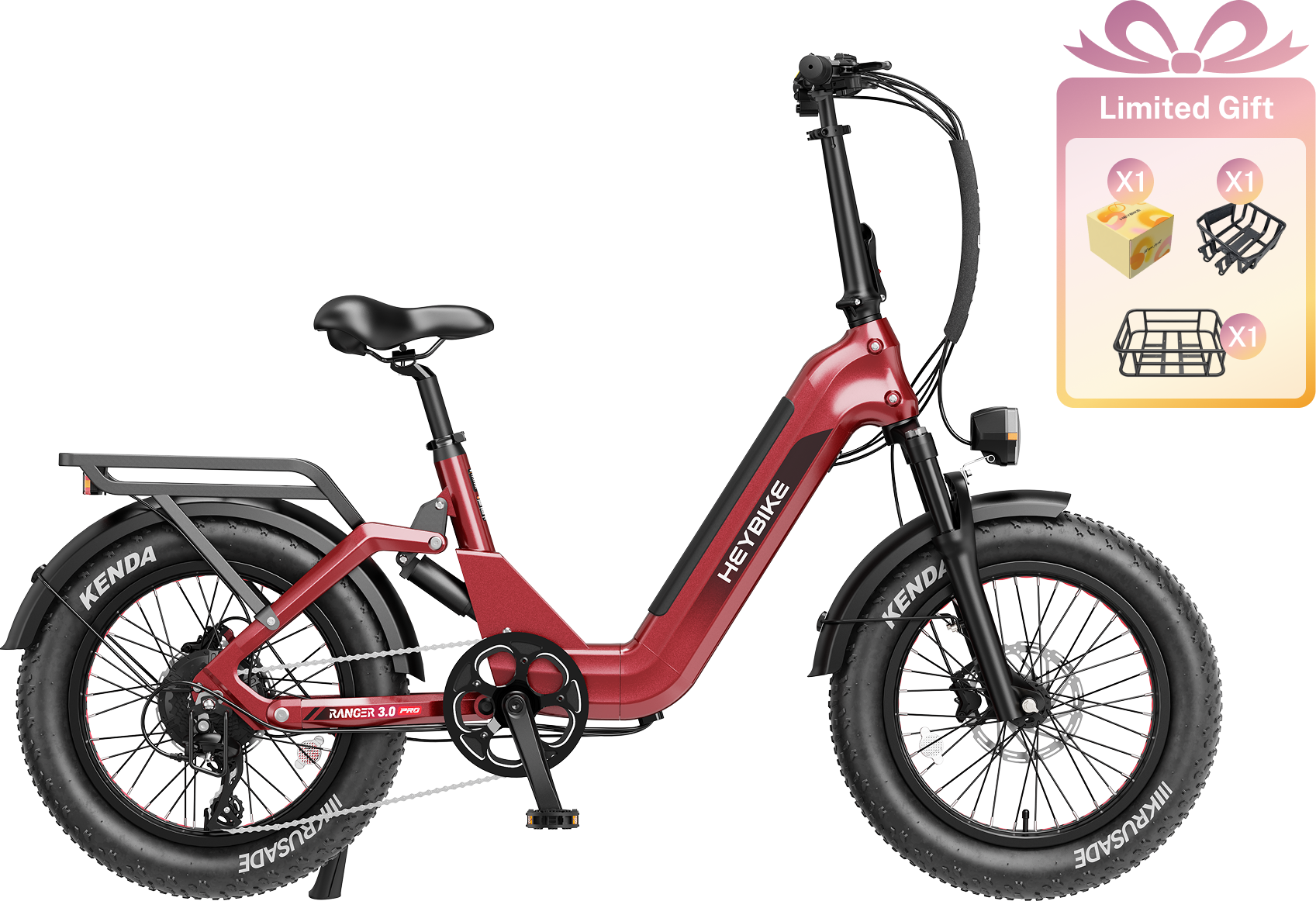 Electric e bike Heybike Ranger 3.0 Pro 750W Ruby Red