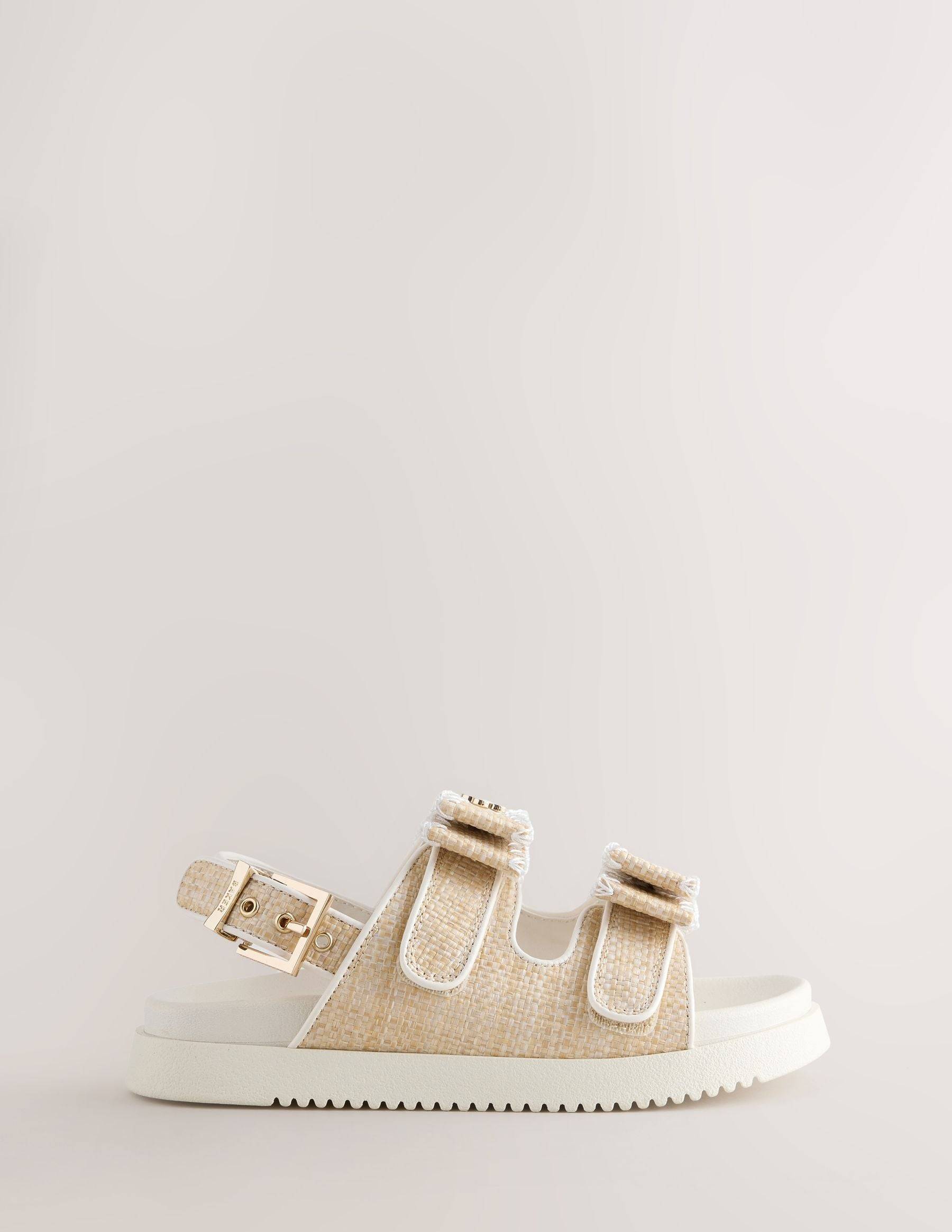Ted Baker by Raffia Effect Logo Footbed Sandals