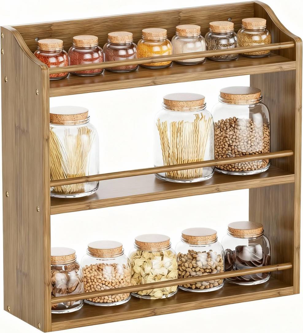 YIGII 3-Tier Bamboo Spice Rack
