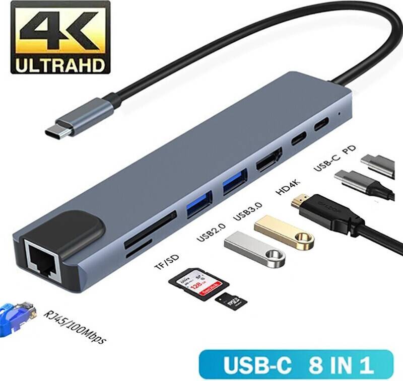 Usb hub 8 in 8 In 1 Multiport USB-C Hub Adapter