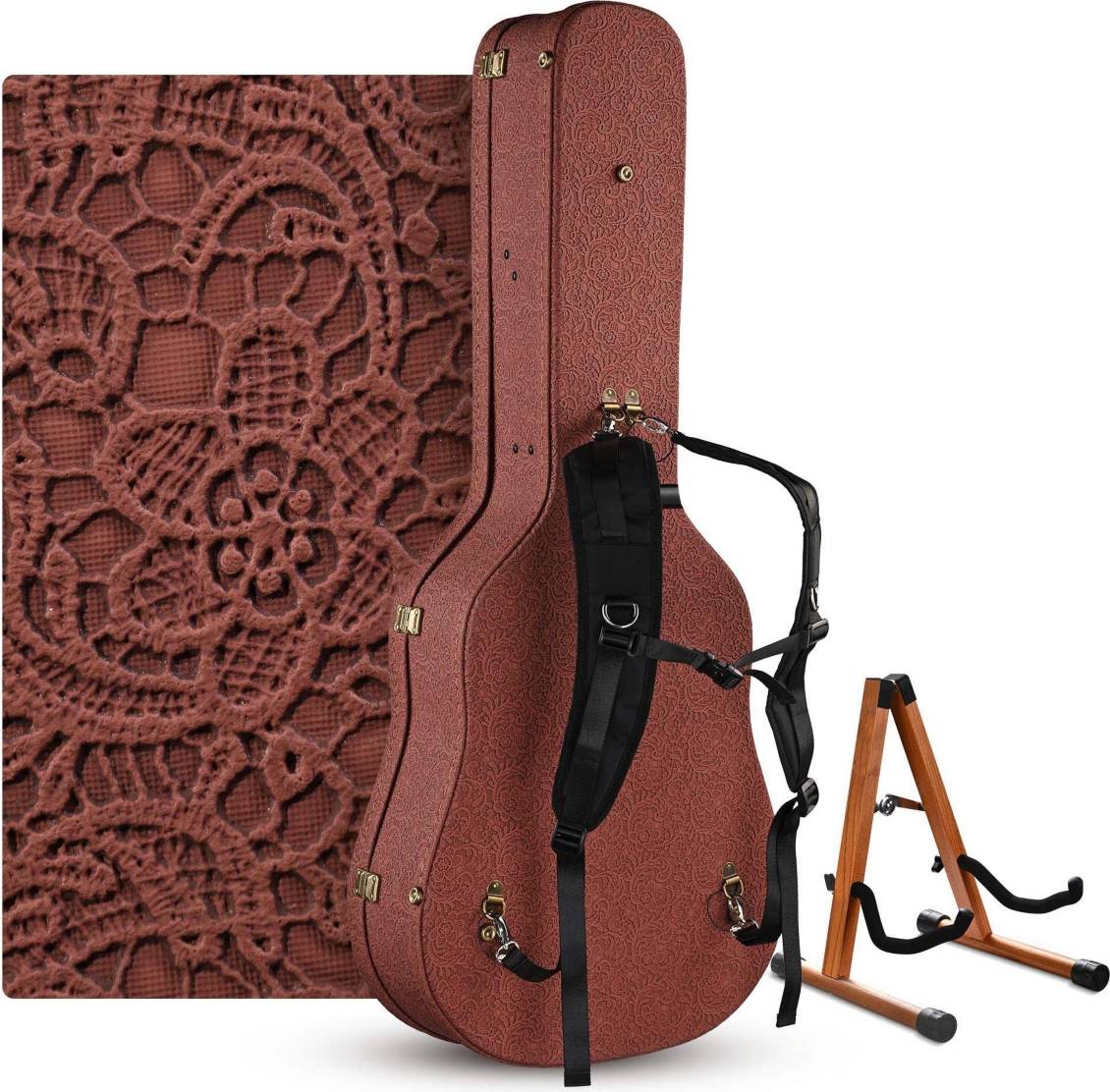 Acoustic guitar case Yescom Acoustic Guitar Hard Case Rococo Burnt
