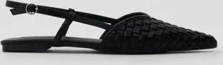 Nelly Pointy Braided Slingback - Sort