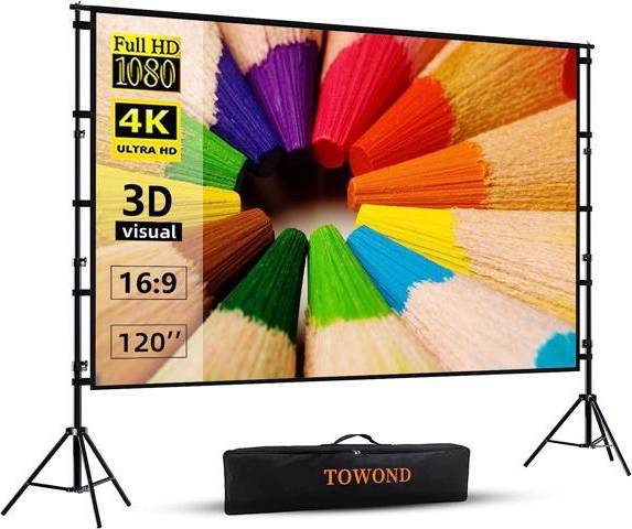 120 in projector screen Etech Towond 120 Inch 4K HD Rear Projector Screen