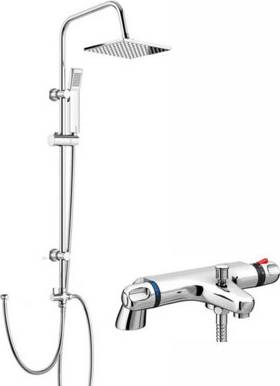 B&Q Modern Chrome Shower Bath Square Riser Kit