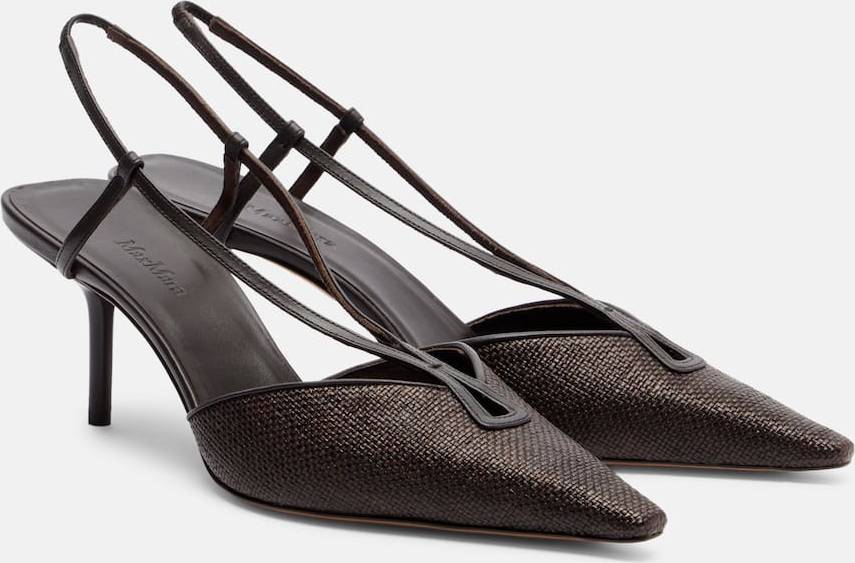 Max Mara Raffia Slingback Pumps - Brown