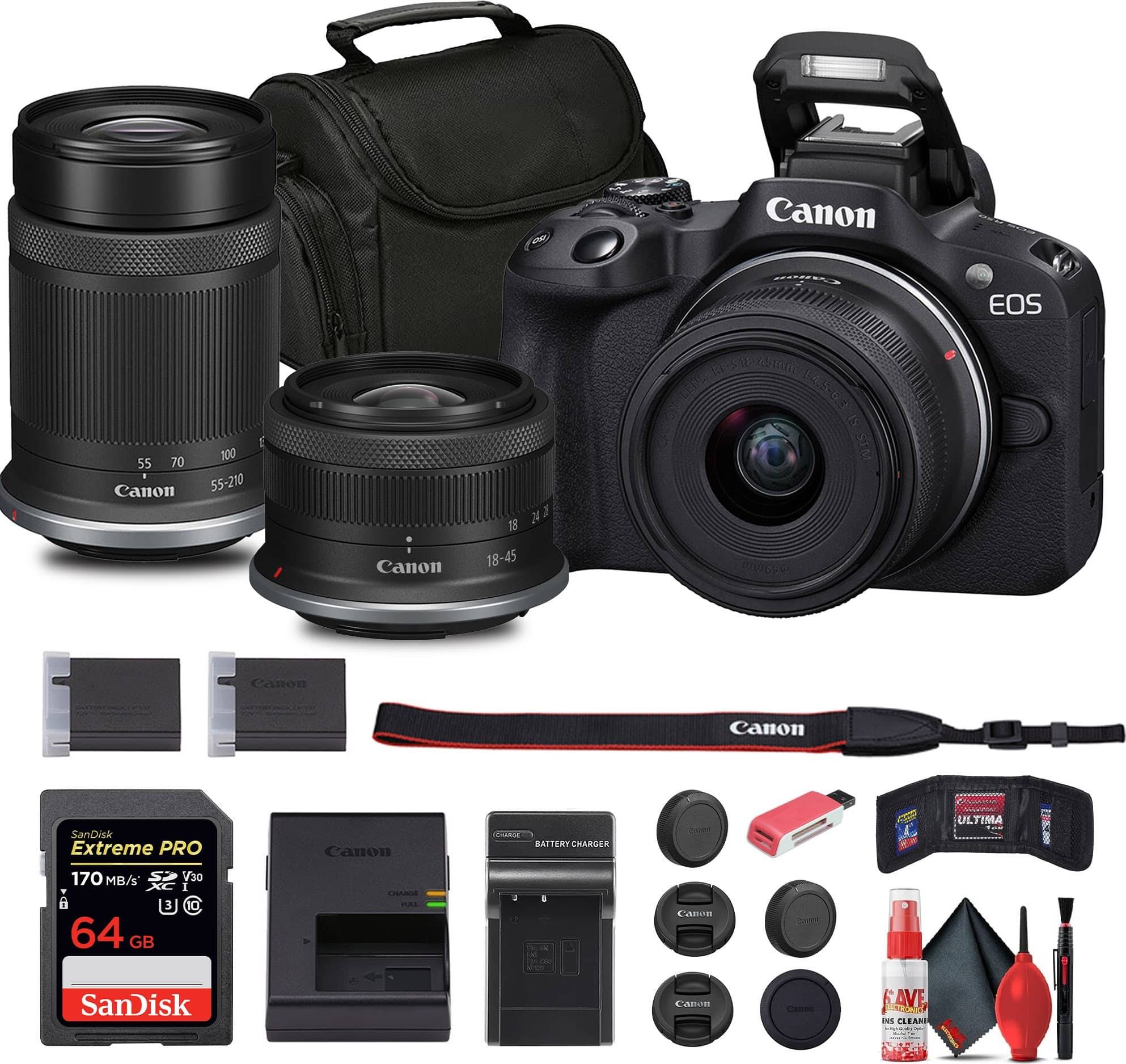 Canon r50 bundle Canon EOS R50 Mirrorless Camera 64GB Bag Bundle