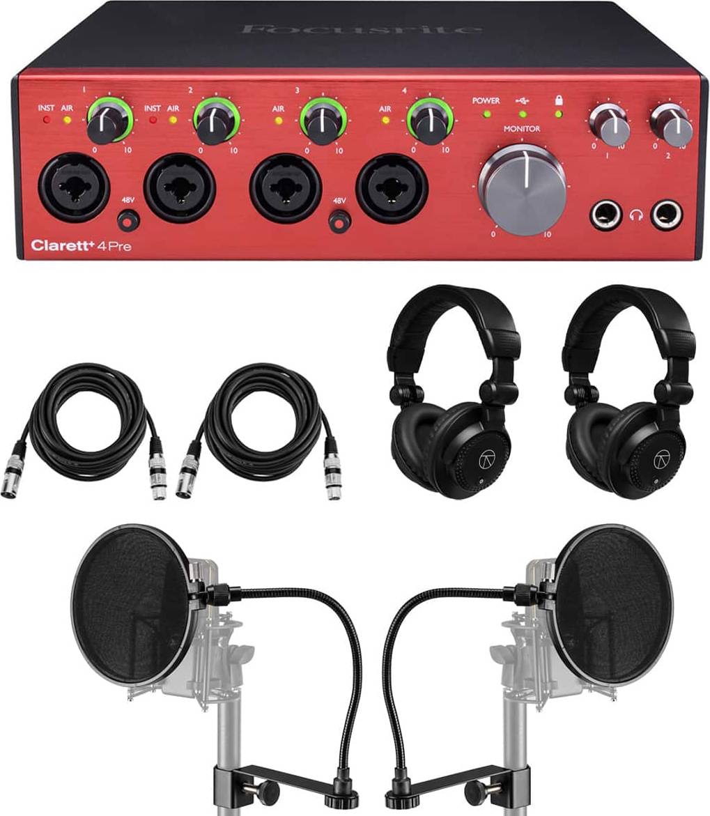 Focusrite audio interface Focusrite Clarett+ 4Pre 8-Channel 18-In 8-Out Audio Interface Bundle