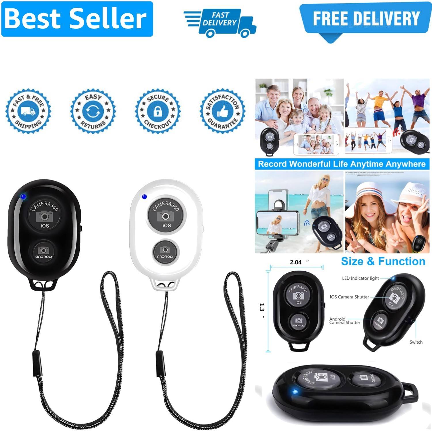 2 Pack Wireless Camera Remote Shutter