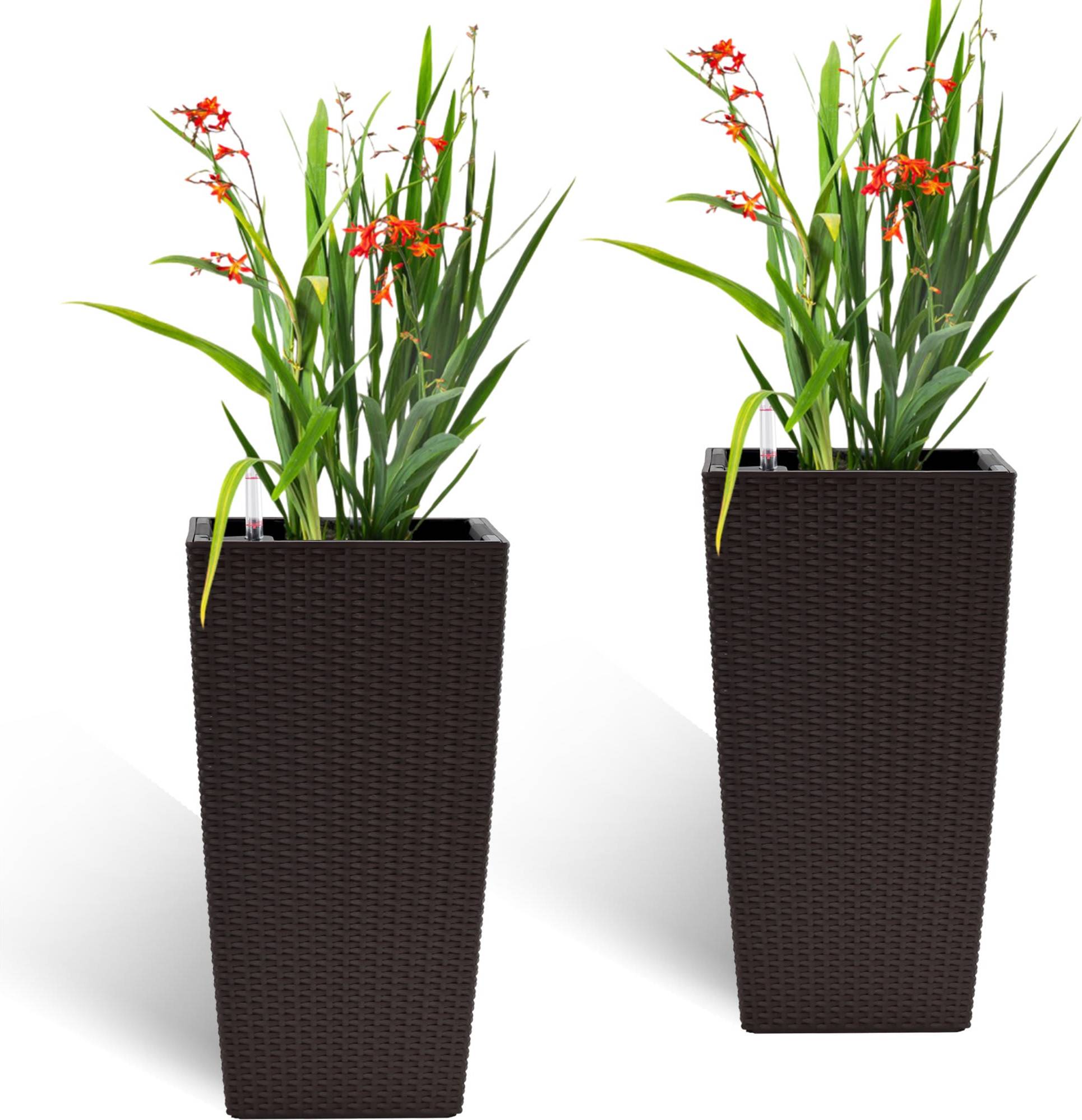 22 inch plastic planters 2 Pack 22 Inch High Square Planter Faux Rattan