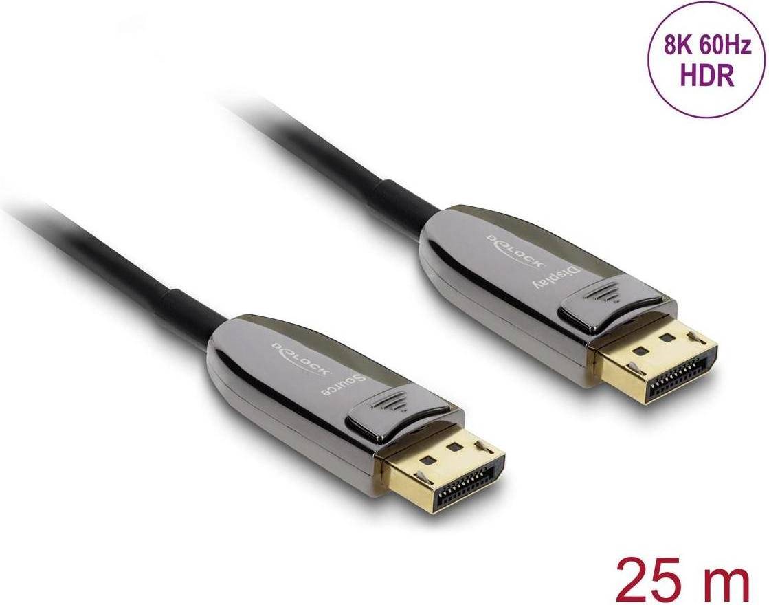 DeLock Active Optical DisplayPort Kabel Sort 25m