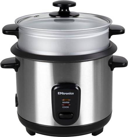 EMtronics EMRCCSTSS1 Rice Cooker 1 Litre Stainless Steel