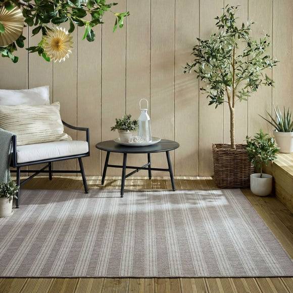Dunelm Striped Indoor Outdoor Rug Natural