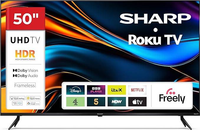 Sharp 50 Inch 4K Ultra HD Frameless LED Roku Smart TV