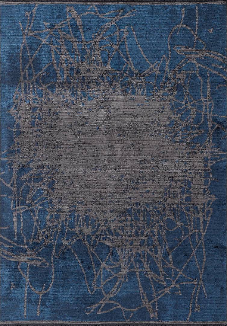 Ivy Bronx Blue Abstract Living Room Rug Hand Loom