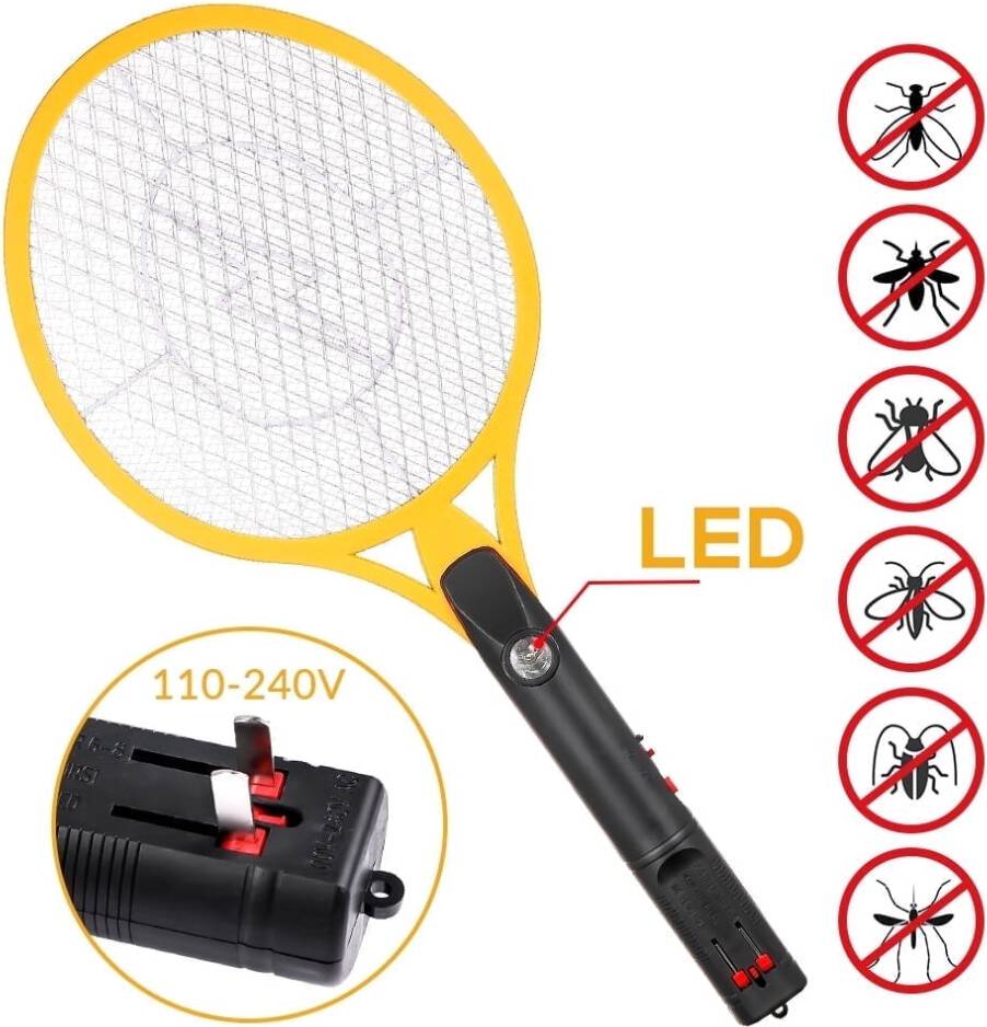 Rechargeable Electric Fly Swatter Mesh Net Flashlight