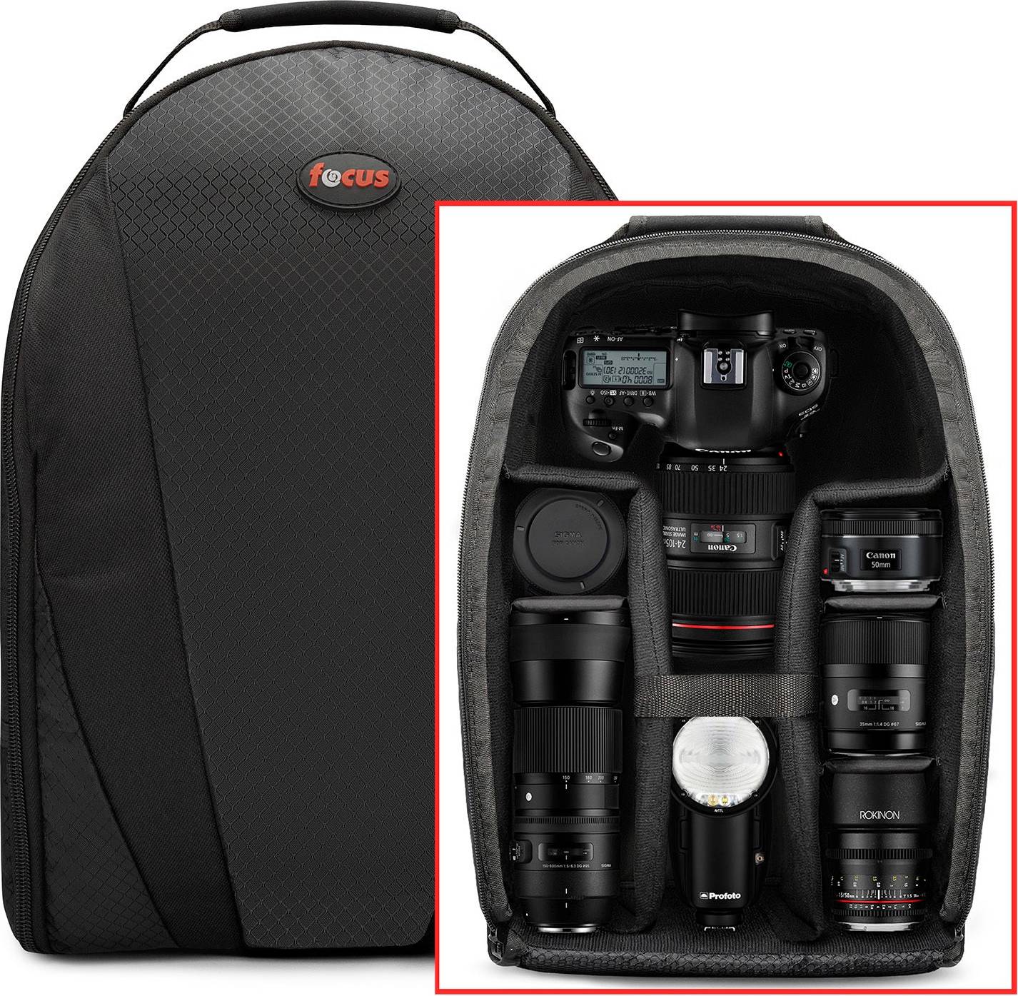 Focus Camera Photo Video Backpack Black