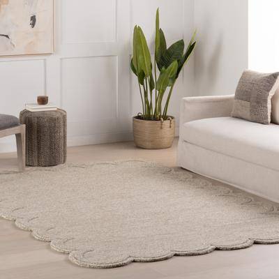 Nuloom Elira Solid Bordered Area Rug Beige