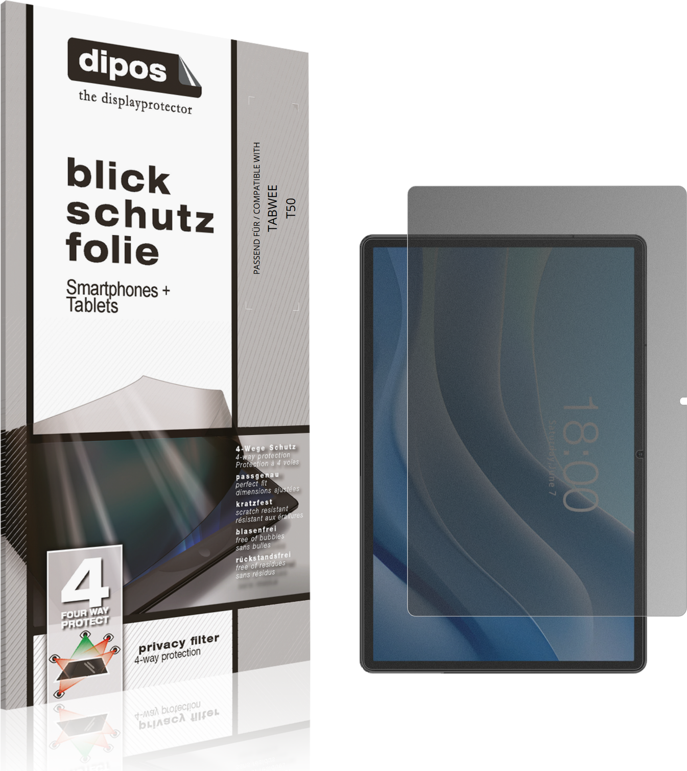 Dipos Tabwee T50 Privacy Filter 4-Way Screen Protector