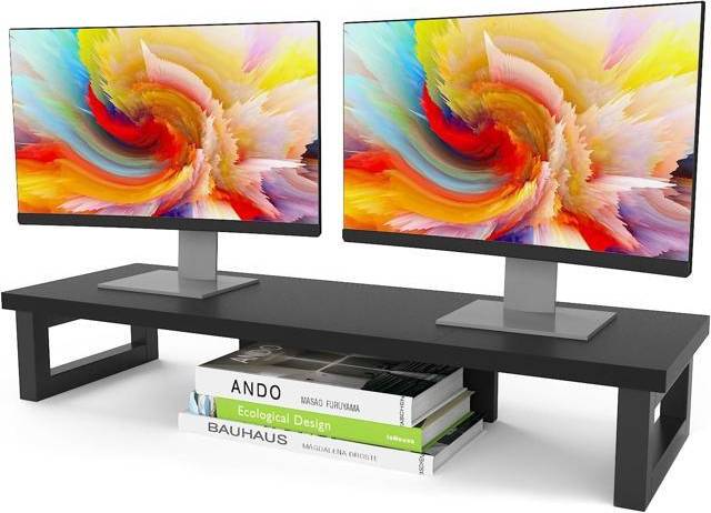 Monitor stand wood WESTREE Wood Steel Dual Monitor Stand Riser