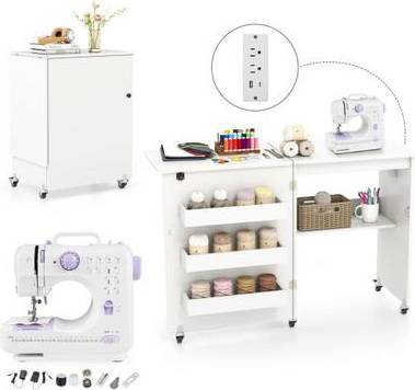 Sewing table Costway Sewing Machine Table Set