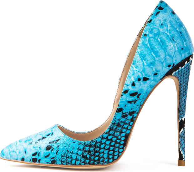Blue Vegan Python Snake Pumps