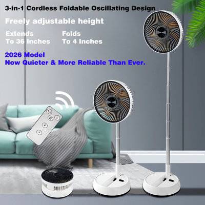 Foldable 8 Inch Rechargeable Oscillating Fan