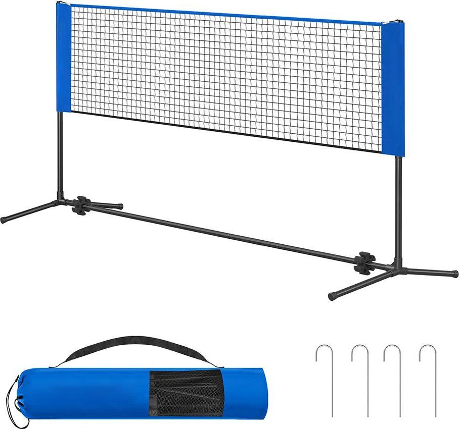 Badminton net SlickBlue Portable Adjustable Blue Badminton Net Set