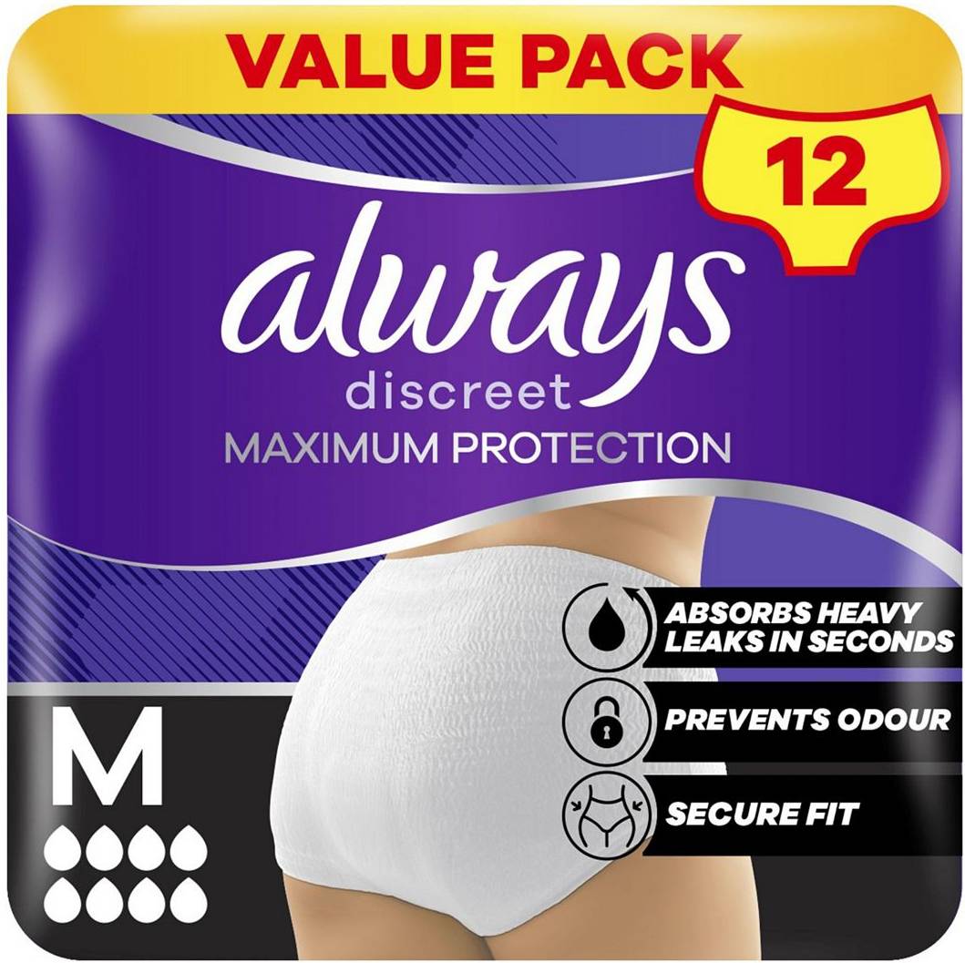 Always Discreet Incontinence Pants Maximum Protection Medium X12