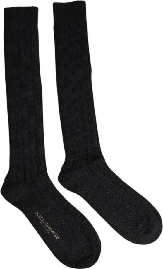 Dolce & Gabbana Ribbade Bomullstrumpor Svart