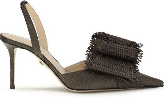 Brown Raffia Platform Pumps