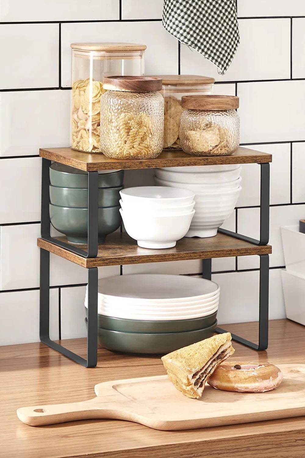 Living and Home Wooden Stackable Extendable Spice Rack 2 Pack