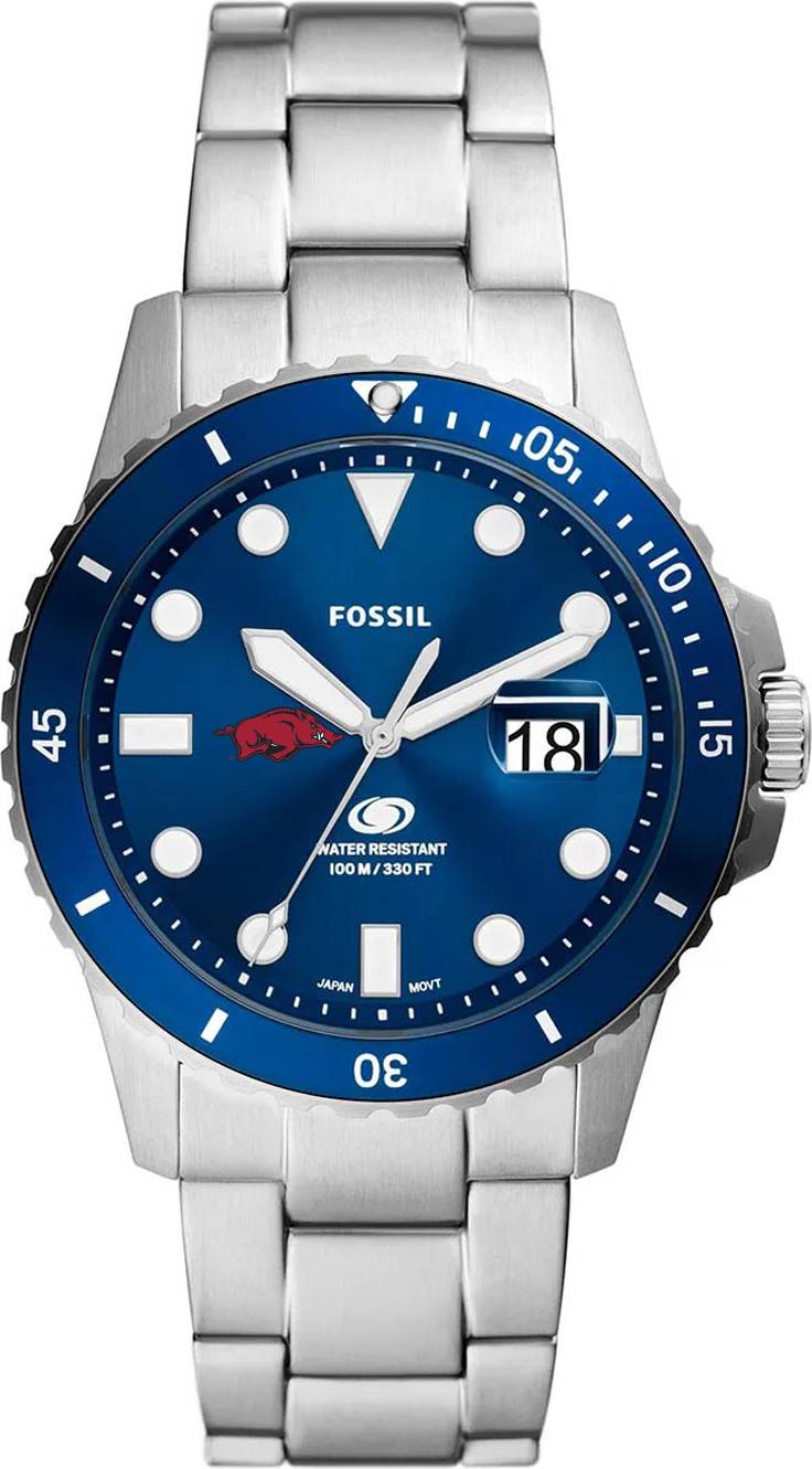 Fossil Silver Arkansas Razorbacks Stainless Steel Watch