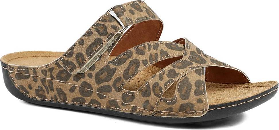 Lightweight Touch Fasten Mules - Leopard