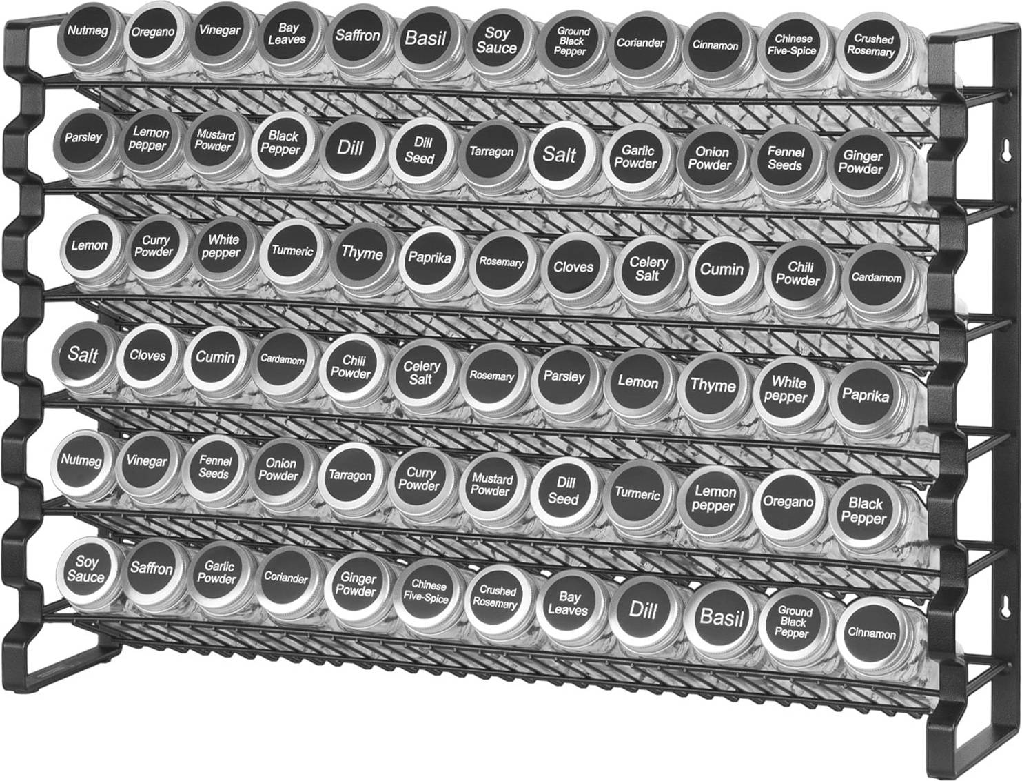 VEVOR Spice Rack Organizer 72 Empty Jars Lids