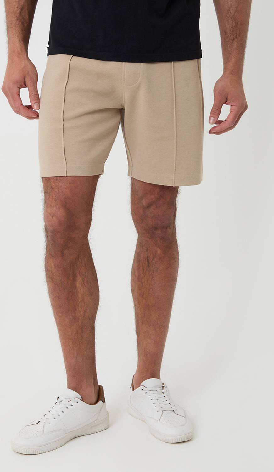 Threadbare Pique Pleated Sweat Shorts - Neutral