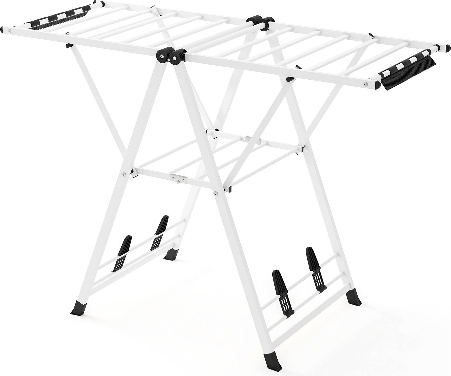 Foldable clothes drying rack SlickBlue Foldable Metal Clothes Drying Rack Adjustable Wings 16 Drying Rails - White/Beige