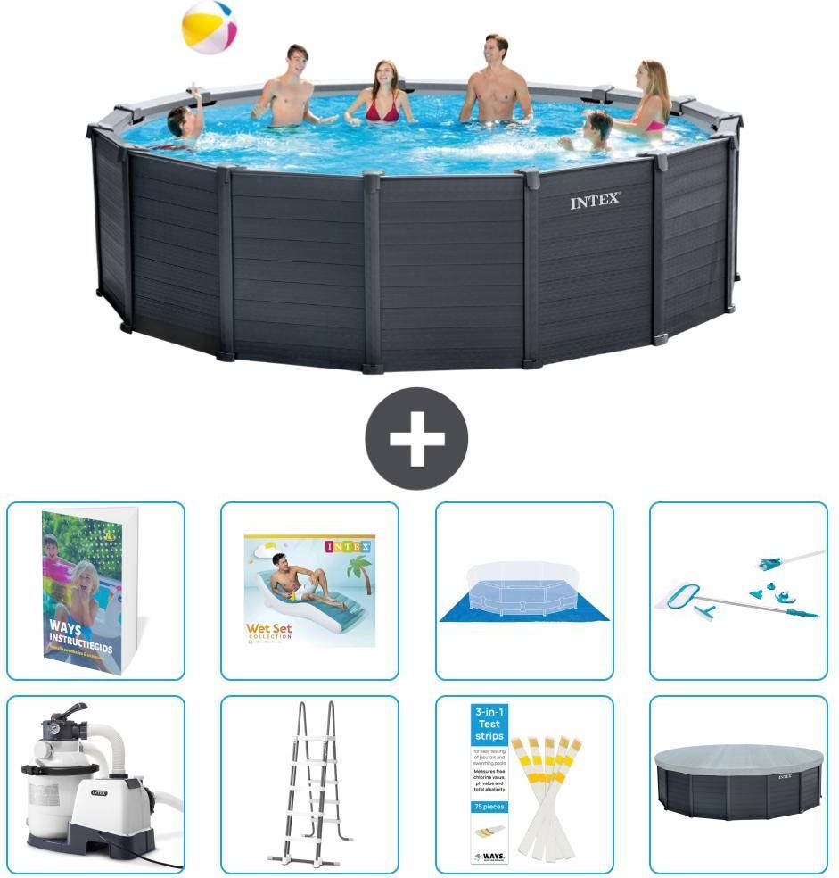 Intex Graphite Panel Pool Rund 478x124 cm 9-teilig S618
